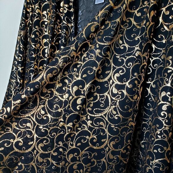 Metallic Gold Print Long Sleeve Open Front Cardigain/Tunic - Picture 3 of 4